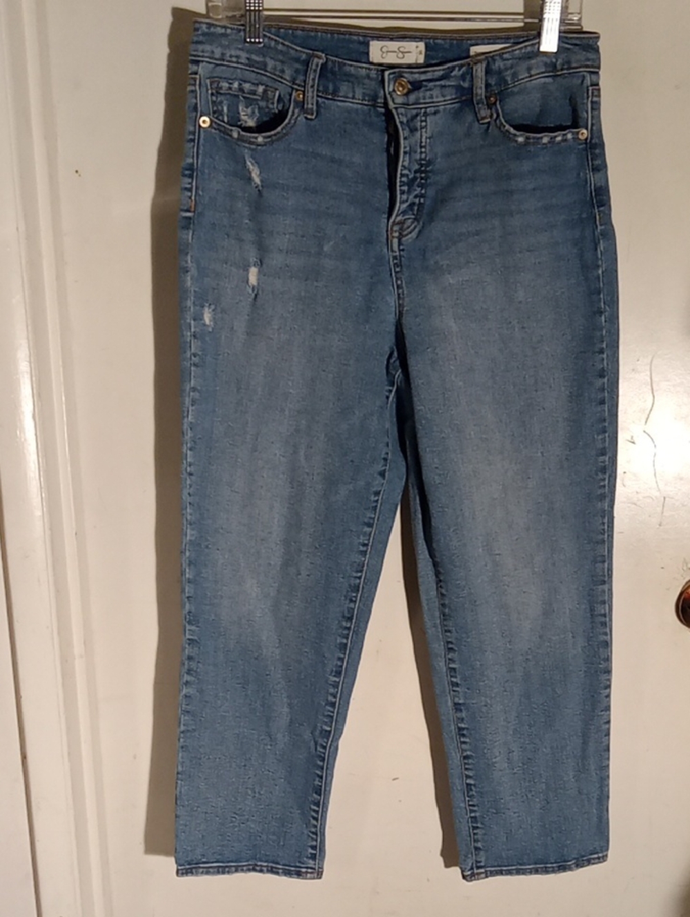 Womens Jessica Simpson Jeans Distressed Size 30 Good Stretch Blue Leg Inseam 26"